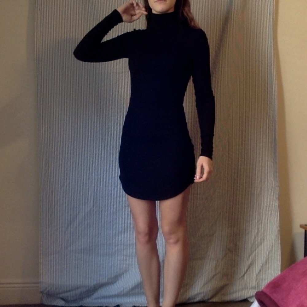 black turtleneck dress